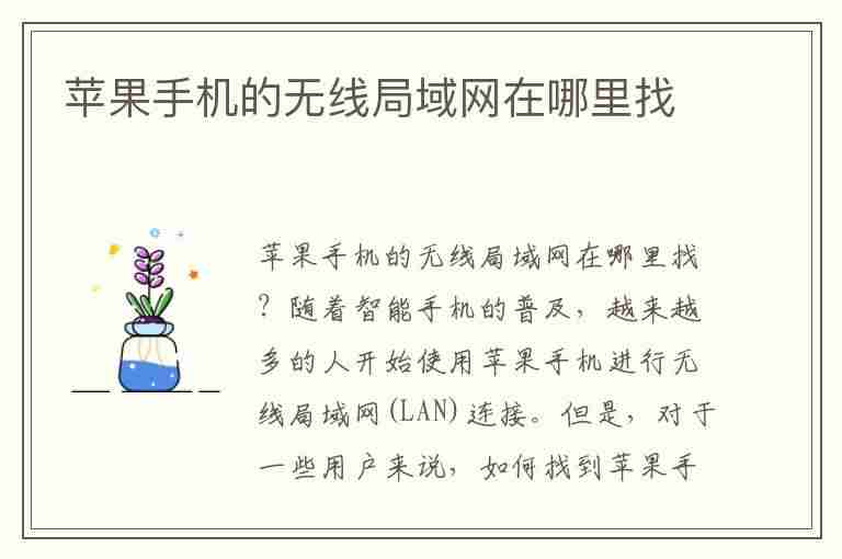 苹果手机的无线局域网在哪里找